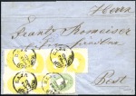 Stamp of Hungary 3Kr Green and 2Kr yellow (6) tied by neat BAJA 20/