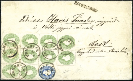 Stamp of Hungary DREIFARBENMEHRFACHFRANKATUR
15Kr blau + 3Kr grün 