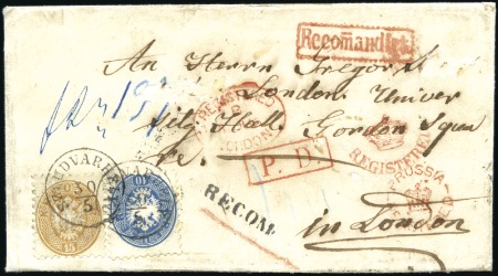 Stamp of Hungary POST NACH GROSSBRITANNIEN
15Kr braun + 10Kr blau 