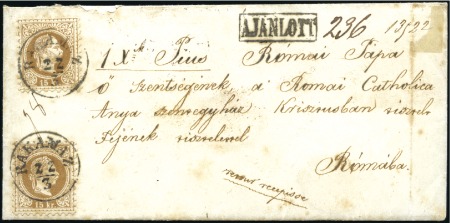 Stamp of Hungary POST IN DEN KIRCHENSTAAT - BRIEF AN PAPST PIUS IX.