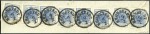 1850 9Kr Blue, eight examples tied by KRONSTADT 9/
