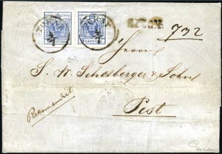 Stamp of Hungary TOKAYER DURCHSTICH - 2x 9Kr BRIEF
9Kr blau Handpa