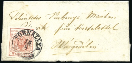 Stamp of Hungary 3Kr rosa MP Ty Ib (Gravurtype 2:1) auf Minibrief (