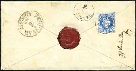 Stamp of Hungary 10KR GANZSACHENAUSSCHNITT  -   UNIKAT
1867 5Kr Ga