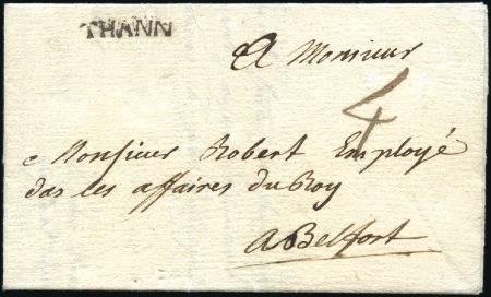 1764 Lettre avec marque linéaire THANN pour Belfor