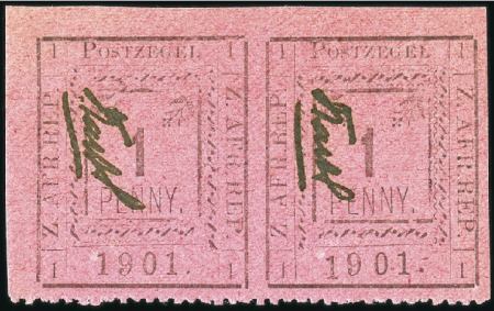 PIETERSBURG: 1901 1d Black on red type 1 imperf. i