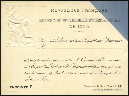 Stamp of Olympics 1900 Paris Exposition group incl. invitation to th