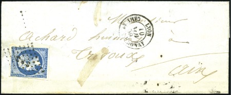 Stamp of France 20c Empire ND (touché) obl. losange CDS sur lettre