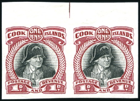 1932 Captain Cook 1d imperforate plate proof pair 