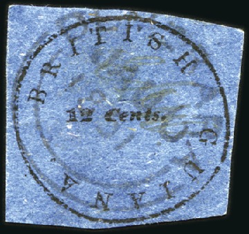 Stamp of British Guiana 1850 Cottonreel 12 cents black on blue, Townsend t