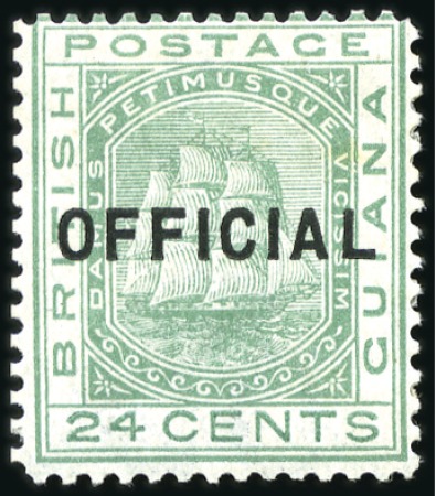 Stamp of British Guiana Officials: 1877 24c Green mint part og, couple of 