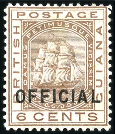 Stamp of British Guiana Officials: 1877 6c Brown mint og, fine and rare (S