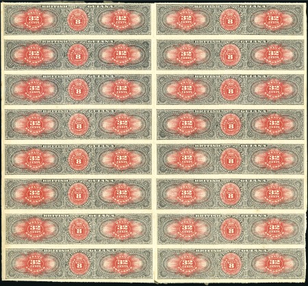 Stamp of British Guiana Revenues: 1900ca. 8c (32c) Red & Black roulette re