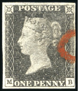 Stamp of Great Britain » 1840 1d Black and 1d Red plates 1a to 11 1840 1d Grey-Black pl.1b MB with fine to good marg