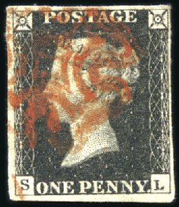 Stamp of Great Britain » 1840 1d Black and 1d Red plates 1a to 11 1840 1d Black pl.5 SL with fine to very good margi