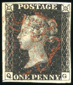 Stamp of Great Britain » 1840 1d Black and 1d Red plates 1a to 11 1840 1d Black pl.5 QG with fine to very good margi