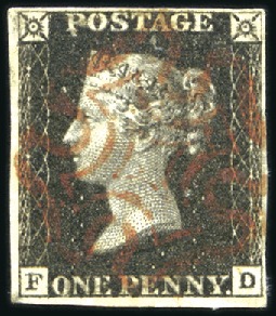 Stamp of Great Britain » 1840 1d Black and 1d Red plates 1a to 11 1840 1d Black pl.8 FD with fine to good margins, d