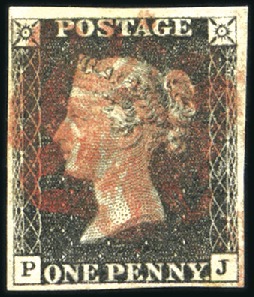 Stamp of Great Britain » 1840 1d Black and 1d Red plates 1a to 11 1840 1d Black pl.7 PJ with fine to large margins, 