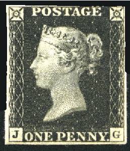 Stamp of Great Britain » 1840 1d Black and 1d Red plates 1a to 11 1840 1d Black pl.1a JG, with fine to good margins,