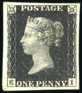 Stamp of Great Britain » 1840 1d Black and 1d Red plates 1a to 11 1840 1d Black pl.6 EI, with very good to very larg