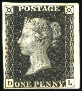 Stamp of Great Britain » 1840 1d Black and 1d Red plates 1a to 11 1840 1d Black pl.5 DL, with good to very large mar