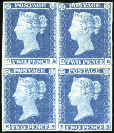 Stamp of Great Britain » 1841 2d Blue 1841 2d Blue DA/EB mint og block of four, touched 