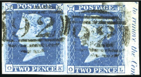 Stamp of Great Britain » 1841 2d Blue 1841 2d Blue OK-OL right marginal pair with inscri