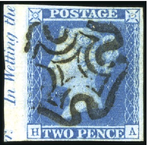 Stamp of Great Britain » 1841 2d Blue 1841 2d Blue HA left marginal with inscription "r.