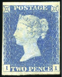 Stamp of Great Britain » 1840 2d Blue (ordered by plate number) 1840 2d Blue pl.1 II unused with part og, just cle