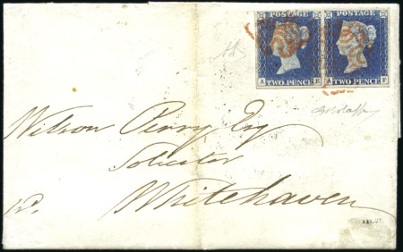 Stamp of Great Britain » 1840 2d Blue (ordered by plate number) 1841 (Jan 23) Entire from Ulverstone to Whitehaven
