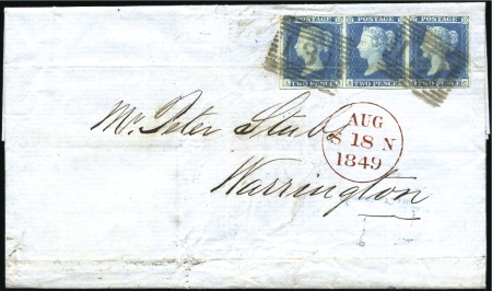 Stamp of Great Britain » 1841 2d Blue 1849 (Aug 18) Entire from Edinburgh to Warrington 