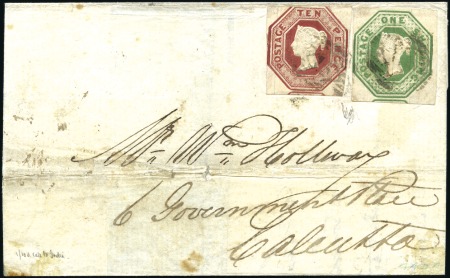 Stamp of Great Britain » 1847-54 Embossed 1854 (May 9) Wrapper from London to India with 184