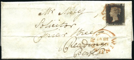 Stamp of Great Britain » 1840 1d Black and 1d Red plates 1a to 11 1840 (Aug 13) Entire from Eton with 1840 1d black 