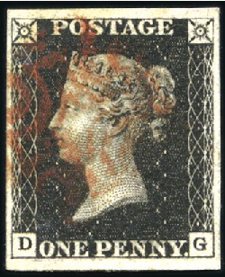 Stamp of Great Britain » 1840 1d Black and 1d Red plates 1a to 11 1840 1d Black pl.5 DG with good to very large marg