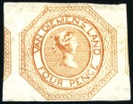 1853-54 Courier 4d dull orange pl.2 pos.3 unused w