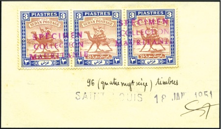 1927-41 3p red-brown and blue in strip of three, t