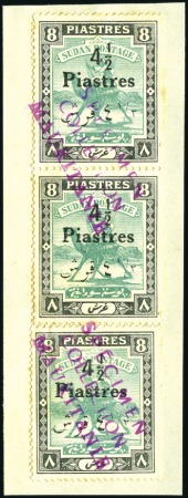 1940-41 4 1/2p on 5m strip of three and 4 1/2p on 