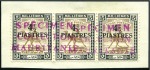 1940-41 4 1/2p on 5m strip of three and 4 1/2p on 