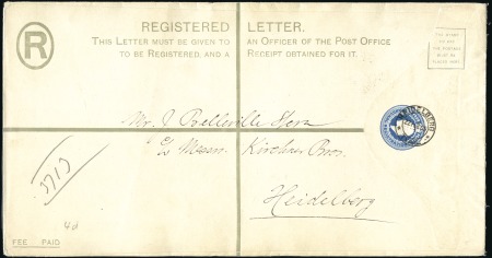 POSTAL STATIONERY: 1909 KEVII 4d Registered Letter