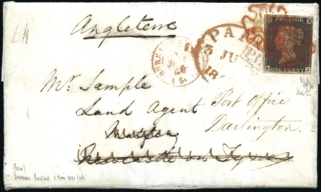 Stamp of Great Britain » 1840 1d Black and 1d Red plates 1a to 11 1840 1d black pl.2 NJ, three good even margins tie