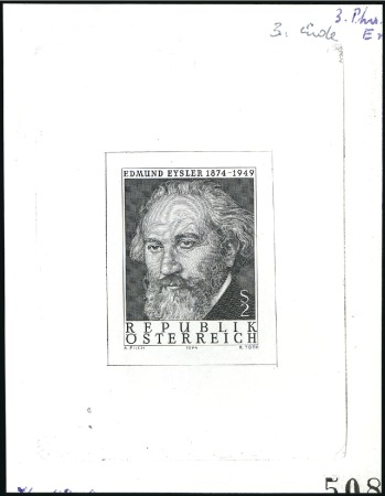 Stamp of Austria » 2nd. Republic 1974 Composer Eysler 2s single die proofs in black