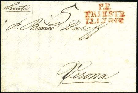 1813 TRIESTE ILLYRIE: Folded letters (2) bearing r