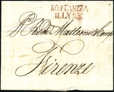 1812 KOSTANIZA ILLYRIE: Red 2-line postmark on pri