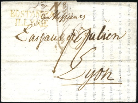 Stamp of Austria » Pre-Stamp Letters and Documents 1813 KOSTANIZA ILLYRIE: Red 2-line postmark on pri