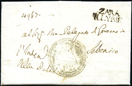 1810-1811 ZARA ILLYRIE: Black 2-line postmark on o