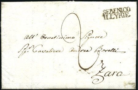 1811 SEBENICO ILLYRIE: Black 2-line postmark on pr