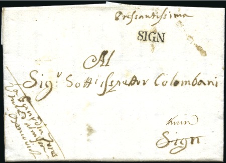 Stamp of Austria » Pre-Stamp Letters and Documents 1812 SIGN: Black straight line postmark SIGN (Sinj