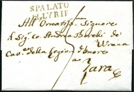 1813 SPALATO YLLIRIE: Red 2-line postmark on priva