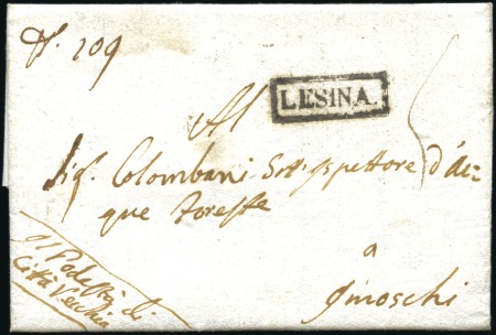 Stamp of Austria » Pre-Stamp Letters and Documents 1813 LESINA: Black boxed (2-line frame) 'LESINA.' 