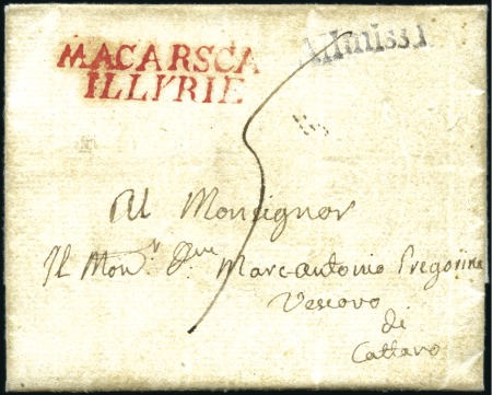 1811 MACARSCA ILLYRIE: Red 2-line postmark on priv